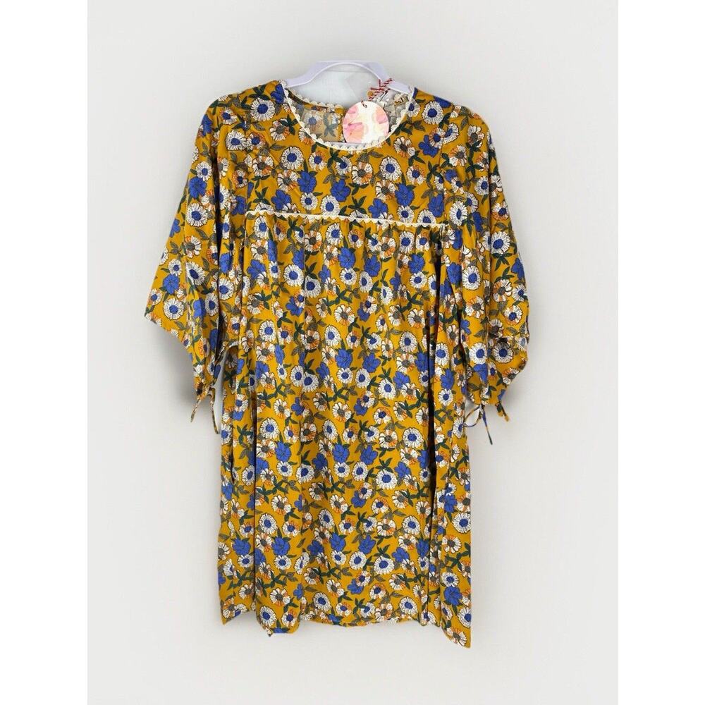 Hayden Los Angeles Dress Women’s Large Yellow Floral Flowy BOHO Cottage Autumn